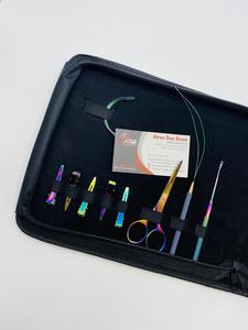 Kit d'outils de pince Microlink de qualité supérieure pour extensions de cheveux avec logo personnalisé étui de couleur arc-en-ciel avec boucle de traction en métal - Product Image 3