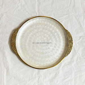 Plateau en métal et aluminium avec émail Design fini et fait main Fruits et dattes Plateau de service pour les hôtels spéciaux du Ramadan - Product Image 3