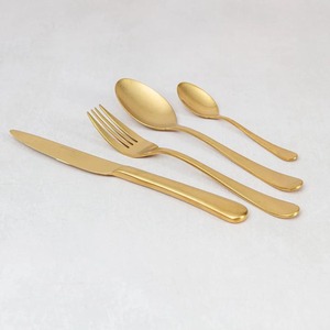 Ensemble de couverts en acier inoxydable plaqué or Design moderne unique avec manche poli miroir Ensemble de couverts de luxe cuillère couteau fourchette - Product Image 1