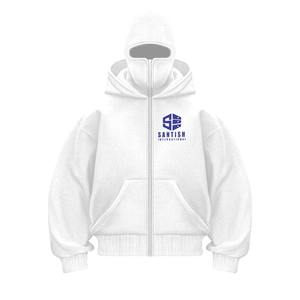 Sweats à capuche oversize de haute qualité 100% coton avec design à double capuche, motif uni, sérigraphie, fermeture éclair pour la saison d'automne - Product Image 1