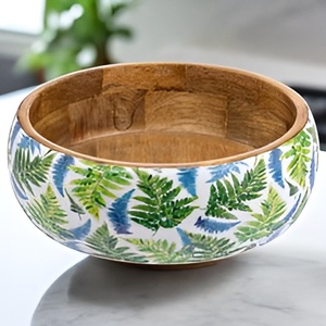 Bol de service classique en bois naturel de qualité artisanale indienne, bol à salade rond décoratif de style mi-siècle, vaisselle en bois - Product Image 6
