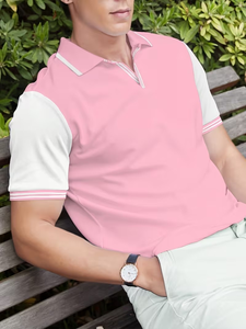 เสื้อยืดผู้ชาย 210gsm ผ้าโพลีเอสเตอร์ผสมคอตตอน ระบายอากาศได้ดี กันยับ สไตล์สมาร์ทแคชชวล รับสกรีนโลโก้ ผ้าเจอร์ซีย์ลายทาง - Product Image 6