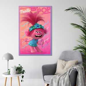 Affiche moderne Trolls World Tour, design Poppy avec motif végétal pour décorations d'anniversaire - Product Image 4