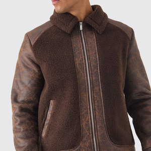 Veste en cuir pour hommes confortable et souple High Street livraison rapide taille régulière saison d'hiver veste en cuir de motard pour hommes - Product Image 3