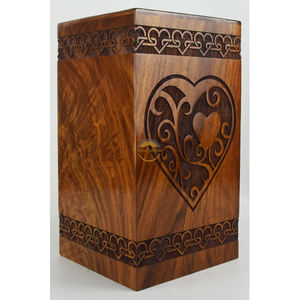 Urna de Madera de Palisandro para Cenizas Humanas - Urna Conmemorativa en Forma de Corazón para Adultos, Hecha a Mano - Urna Funeraria Celta para Cremación por AYAANS - Product Image 4