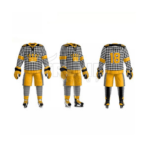 Trajes de hockey sobre hielo unisex de calidad superior del mejor diseño bordado personalizado con estilo de conjunto de impresión de nombre de equipo OEM - Product Image 1