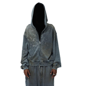 Pull-over à logo personnalisé pour hommes, sweats à capuche respirants avec strass pour hommes, dernière conception, sweats à capuche lourds pour hommes, 100% coton polaire - Product Image 1