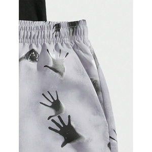 Vente en gros Ensemble décontracté 2 pièces à manches courtes et shorts pour hommes, imprimé Lèvres et lettres pour l'été - Product Image 3