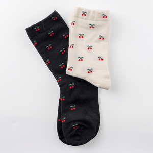 Calcetines de Algodón de Punto Transpirables para Mujer Kikiya - Lindo Diseño con Estampado de Iconos, Diseño de Cerezas, Uso Diario Coreano - Icon a - Product Image 4