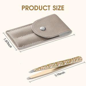 Pince à épiler de manucure et de soin des sourcils de haute qualité, à pointe inclinée de 3,8 pouces, avec revêtement en papier doré, vente en gros 2026 - Product Image 4