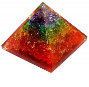Rainbow Seven Chakra <b>Orgone</b> <b>Pyramid</b> Popular Soha Agate Gemstone Craft Semi-Precious Stone for Meditation and Decorative Mascot - Product Image 1