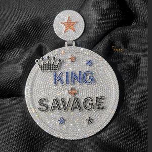 Élégant collier pendentif personnalisé pour hommes en or massif 10 carats avec déclaration audacieuse Iced Hip Hop Lab Grown Diamond King Savage IGI Certified - Product Image 1