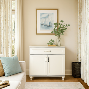Armoire de rangement Alin avec corps en MDF, pieds en bois et design de rangement spacieux - Product Image 1