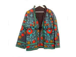 Most Selling Indian Handmade Floral Embroidery Cotton Bomber Jacket for Women Long Sleeves Party Wear Autumn - Product Image 6