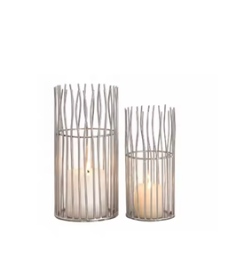 Portavelas en forma de alambre plateado, decoración de mesa, soporte votivo de Metal, decoración romántica de Navidad, boda, banquete, decoración de iluminación - Product Image 1