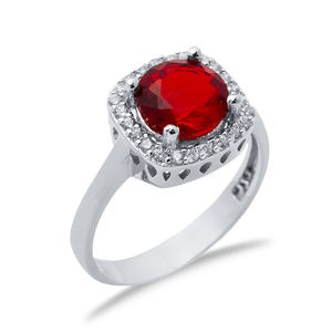 Granate CZ piedra forma cuadrada turco hecho a mano venta al por mayor 925 anillo de racimo de plata esterlina - Product Image 3