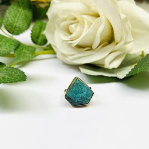 แหวนเงินคริสโซโคลลาธรรมชาติ925เงินสเตอร์ลิงคริสโซโคล่าแหวนเงินแฮนด์เมดแหวนเงินโบฮีเมียน - Product Image 3