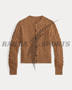 เสื้อสเวตเตอร์แฟชั่นลำลองสำหรับผู้หญิง คุณภาพสูงพิเศษ สำหรับฤดูหนาว ติดกระดุมด้านหน้า คอเสื้อปรับแต่งได้ ผลิตจากขนสัตว์ 100% ป้องกันการเป็นขุย แห้งเร็ว ขายส่ง - Product Image 4