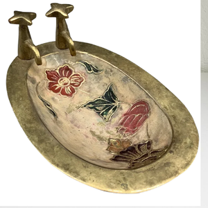 Porte-savon autoportant en laiton brossé robuste | Porte-savon rectangulaire de comptoir rustique avec larges barres de drainage - Product Image 3