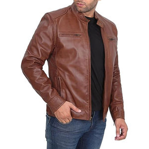 Premium Quality Biker <b>Men's</b> Leather Jacket Custom Front Zips <b>Men's</b> Fashion Leather Zip up Motorcycle Jackets For <b>Men</b> 2025 - Product Image 2