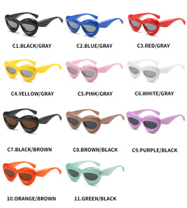 Trendy Western Style Cat-<b>eye</b> Sunglasses UV400 Protection Full Rim <b>Candy</b> Colored Frames for Women or Men - Product Image 4