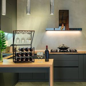 ชั้นวางไวน์แบบตั้งบนเคาน์เตอร์ชั้นไม้เก็บไวน์แบบติดผนังหรูหราชั้นวางไวน์ทำจากไม้และโลหะ - Product Image 3