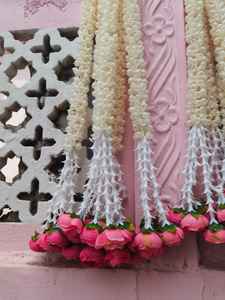 Décoration de mariage islamique Tenture murale et guirlande de fleurs Mogra élégantes pour la décoration de scène - Product Image 2