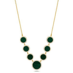Forme ronde Malachite Clair Zircon Pierre Nouvelle Tendance Collier En Gros 925 Bijoux En Argent Sterling - Product Image 1