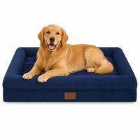 Lit orthopédique de luxe pour chien, imperméable et écologique, avec mousse alvéolée de soutien, fermeture éclair invisible, fond protecteur et housse lavable