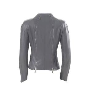 Veste en cuir véritable courte chic pour femmes avec lambris de point unique et vêtements d'extérieur légers à coupe ajustée - Product Image 6