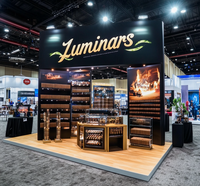 Industrie des cigares et des tuyaux de qualité supérieure PCA Show 20x20 Stand d'exposition avec affichage rétroéclairé par LED avec étagères et panneau suspendu