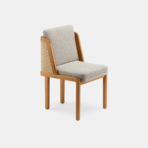 Durable Midcentury Restaurant <b>Chair</b> Made From Teak With <b>Rattan</b> Back - Product Image 1