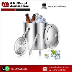 Industry Trending Modern Best Selling Stainless Steel Double Walled Ice <b>Bucket</b> With Tongs for Chilling <b>Champagne</b> & Wine Bottle - Product Image 4