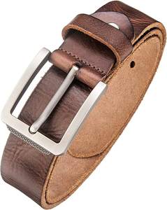 Ceinture pour homme en cuir de buffle avec boucle ardillon carrée en acier, écologique, imperméable, robuste, taille personnalisable, idéale pour les fêtes - Product Image 5