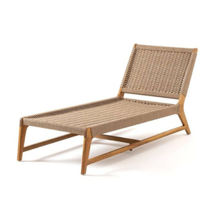 Chaises longues d'été Chaise longue en bois de teck naturel avec combinaison de rotin pour le jardin et la piscine Chaises longues pour l'extérieur Mobilier d'extérieur - Product Image 4