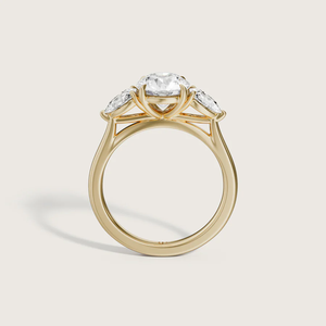 Anillo de diamantes de Plata de Ley 925 de tres piedras de diseñador en moissanita con anillo de compromiso para mujer sin imperfecciones VS Clarity - Product Image 2