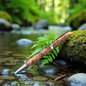 Stylo à bille en bois de ronce fait main Instrument d'écriture de luxe de 0.7mm pour cadeaux d'affaires - Product Image 4