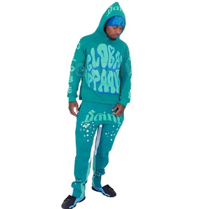 Ensemble de survêtement d'entraînement pour homme, 100 % coton respirant, séchage rapide, taille élastique, logo personnalisé, grandes tailles, fabrication usine - Product Image 1