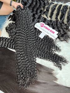 Extensiones de cabello humano vietnamita crudo alineado con cutícula virgen súper doble-máquina rizada suelta trama Doble - Product Image 4