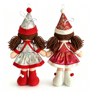 customized Christmas Elf Cloth Rag <b>Doll</b> Set, Festive Holiday Fabric Plush <b>Doll</b> Pair, Xmas Ornament Textile <b>Dolls</b> - Product Image 3