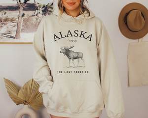 Sudadera con capucha Alaska Moose, sudadera con capucha unisex, jersey de Alaska, camiseta de estado, regalo The Last Frontier - Product Image 2