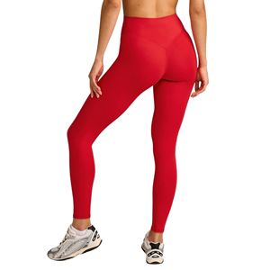 Leggings de yoga para mujer, de cintura media, sin costura frontal, con espalda en V, efecto levantamiento de glúteos, pantalones de gimnasio con sensación de segunda piel para entrenamiento, mallas deportivas. - Product Image 3