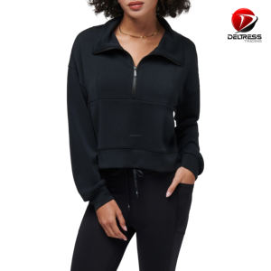 Sudadera con capucha de gran tamaño con bolsillo de canguro para mujer, ropa deportiva con cremallera transpirable, estampado de talla grande para mujer, precios al por mayor - Product Image 5