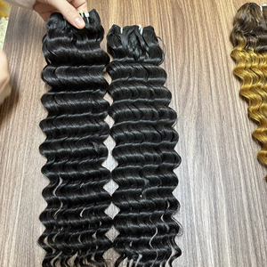12A Deep Wave Virgin Hair 100% Vendeur de cheveux humains vietnamiens Paquets alignés de cuticules vierges avec fermeture - Product Image 1