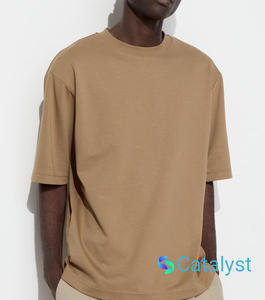 เสื้อยืดคอกลมโอเวอร์ไซส์ใส่ได้ทั้งชายและหญิงคอกลมคอตตอน265gsm ลำลองปล่อยลงไหล่ซักได้สไตล์วินเทจรูปแบบสีทึบพัฟเปล่า - Product Image 5