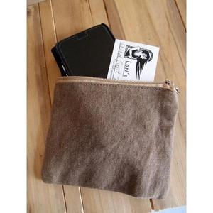 Portable <b>Mini</b> Flat Zippered Jute Blend <b>Canvas</b> Pouch - Product Image 4