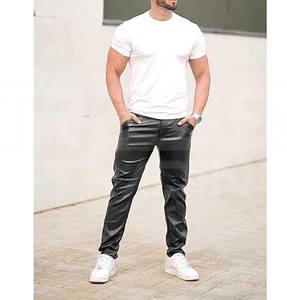 Pantalones de hombre Pantalones de cuero a rayas curvos rectos Pantalones de cuero originales para hombres en precio bajo - Product Image 4