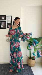 Lehenga Choli Saree en Faux Georgette Super Hit, prêt à porter, avec un design de chemisier prêt à porter, style moderne pour les fêtes - Product Image 2