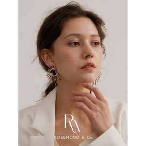 14K Gold Plated Celestial Statement Earring Rainbow Sunburst Chunky Stud Dainty Abstract Geometric Fashion <b>Ring</b> Gold Earring - Product Image 4