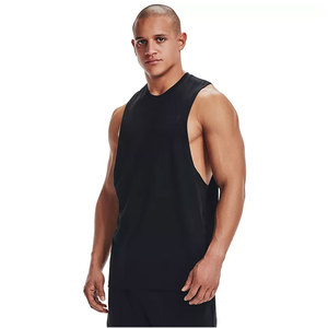 Débardeur sans manches pour homme, noir, col rond, couleur unie, respirant, tricoté, décontracté - Product Image 3